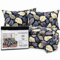 Navy Leaves Microfiber 6 Piece Bed Sheet Set – Twin – Packaging on White Background