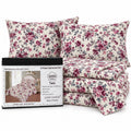 Burgundy Roses Microfiber 6 Piece Bed Sheet Set – Twin – Packaging on White Background